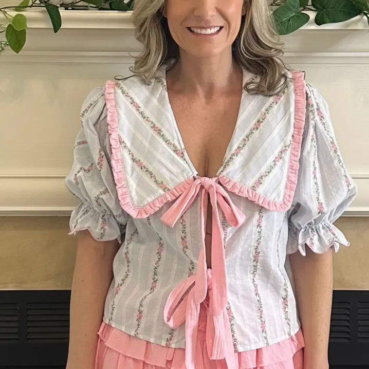 Reagan Sailor-Collar Blouse