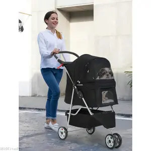 Dog Stroller, 3 Wheels Pet Cat Jogger Stroller, Folding Carrier Waterproof Puppy Stroller With Cup Holder & Removable Liner, Dog Strollers For Small Dogs, For Small And Medium PetsAB10TitanFix