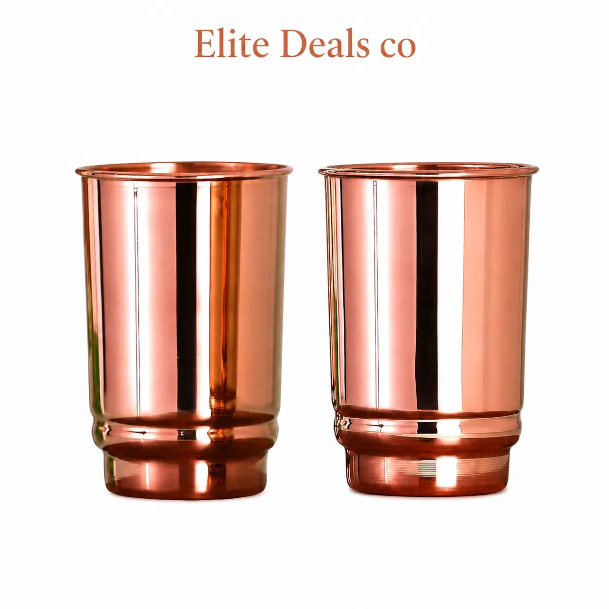 Pure Copper Drinking Cups, Ayurvedic Health Tumblers, 2-Piece Set, Lacquer-Free, 350 ml (11.8 US fl oz), Travel Copper Cups