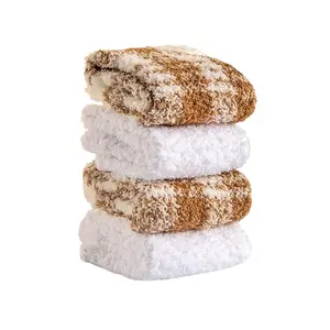Women's Unboxme Luxe Plush Cloud Socks - 2-Pack Cotton, Ultra-Soft Fuzzy, Premium Cozy Mid-Calf Sleep Socks for Everyday Simple Warmth, Perfect Gift