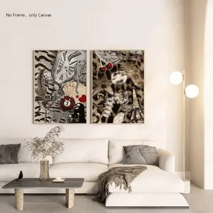 Abstract Art Pattern Unframed Painting 2 Countsset Canvas Wall Art Wall Decor for Home Living Room Bedroom Study Room