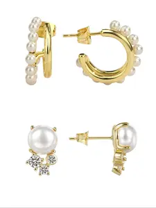 Faux Pearl & Rhinestone Decorated Dangle Earrings Set, Elegant Jewelry for Party, Daily Clothing Decor, Trendy All-match & Exquisite Jewelry for Gift