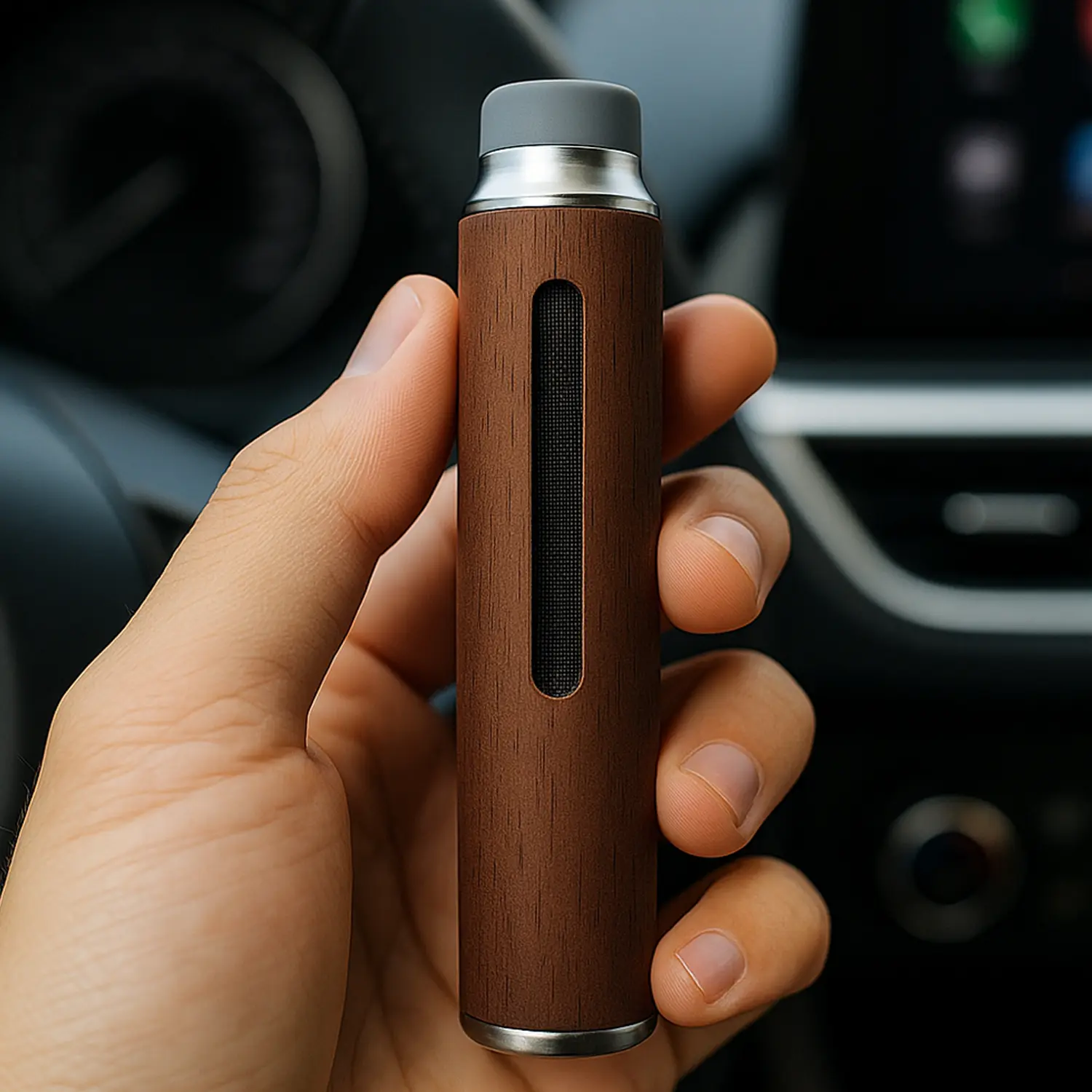 Walnut Wood Car Ashtray, Car Organization Accessories, with 3 Rubber Openings and 3 Heat Bands - Ash-Free, Mess-Free Aesthetic Gift for Drivers, Car Organizers, Cars Accessories