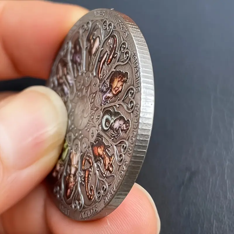 Astrology Coin Collection, 12 Zodiac Signs Coins, Lucky Goddess Protection, Iron Material, New Age Coin, 4cm/1.57inch Size, Desk Ornament, Home Decoration, Home Ornaments