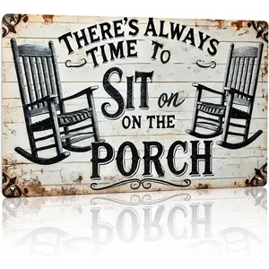 Porch Decor Metal Signs- Outside Decor for Porch Tin Signs Vintage 8x12 Inch Decoration Rustic Design
