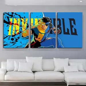 Set of 3 Invincible War Themed Canvas Poster Mark's Universe Variant Art Wall Decor Comic Style Gift for Teens Living Room Bedroom Dorm framed Waterproof Moisture-Proof Desig