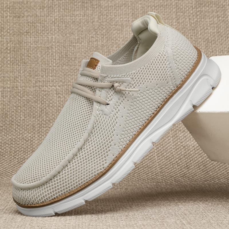 Men's Casual Mesh Breathable Solid Color Slip On Shoes Lightweight Comfortable Sports Running Loafers Knitted Mesh Platform Sneakers Boy Footwear Sneaker Closed Training Runner Athletic Trainer