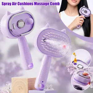 Electric Steam Brush for Hair, Electric Spray Air Cushion Massage Comb with Red Light Therapy, Water Spray Hair Brush, Self-Cleaning Anti-Static Hair Care Comb for Nourishing, Smoothing & Moisturizing, Relieve Hair Tangles & Dryness