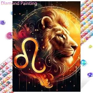1 set of DIY diamond painting kit, 5D diamond art set, DIY decoration lion, zodiac, flame mosaic, diamond art, DIY art home decor