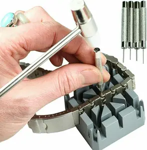Watch Repair Tool Kit – Band Link Remover with Hammer, Punch Pins, Strap Holder, Pin Pusher & Adjustment Tools for Bracelet & Strap Sizing