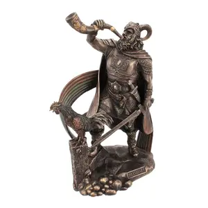 10.25in Heimdall Norse God Statue - Bronze Resin for Bifrost Charm