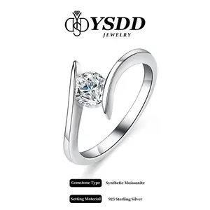 【11.28 Thanksgiving Party 】Dainty Bypass Ring 0.5CT vvs Synthetic Moissanite Rings in 925 Sterling Silver