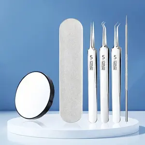 Cell Clamp Tweezers & Blackhead Pox Needle Set - Affordable 5-Piece Acne Removal Kit for Adults, and Skincare Enthusiasts, Perfect for Home and Travel Use