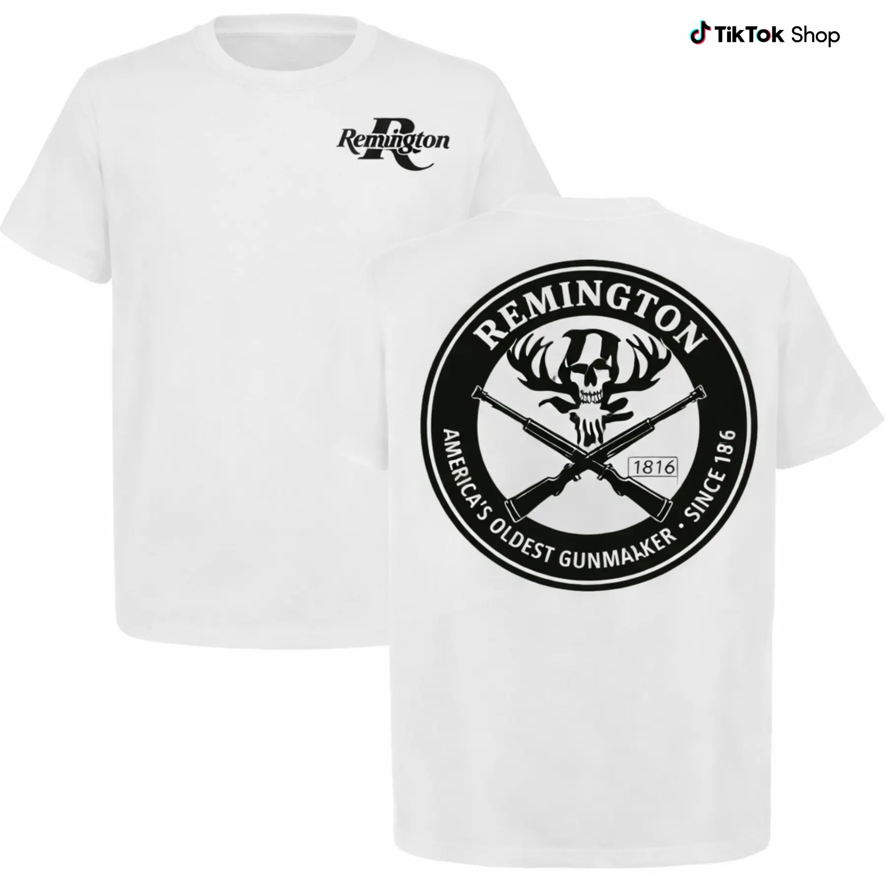Remington Hunting T Shirt, Deer Skull Rifle Graphic Tee, Unisex for Men for Women, Menswear, 100% Cotton