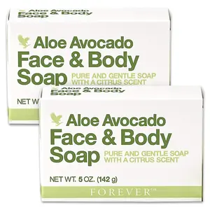 Forever Living - Aloe Avocado Face & Body Soap - Gentle Cleansing with Fresh Citrus Scent - Moisturizing - Pack of 2