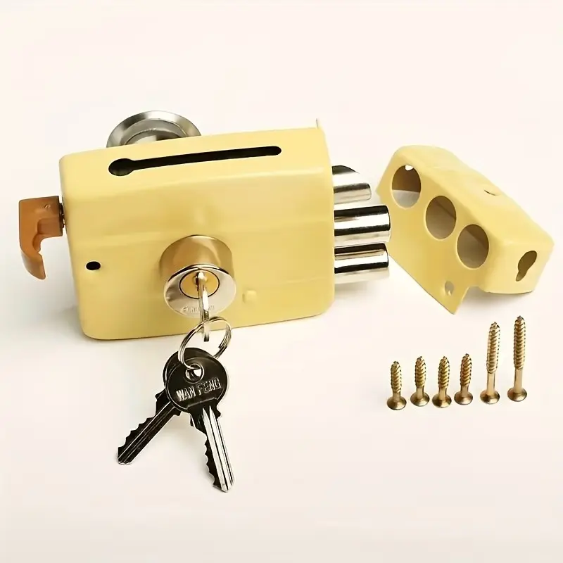 Sturdy Heavy Duty High Safety Anti Theft Lockable Three Lock Core Padlocks, Suitable for Wooden Doors Iron Doors Storage Cabinets Garage Doors, Alloy Metal Brass Surface Treatment, High Security Padlock