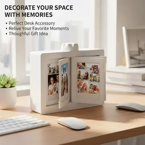 3D Rotating Photo Frame, 12 Slots for 24 Photos, Ideal for Graduation, Couple, Family Photos, Decorative Display Stand
