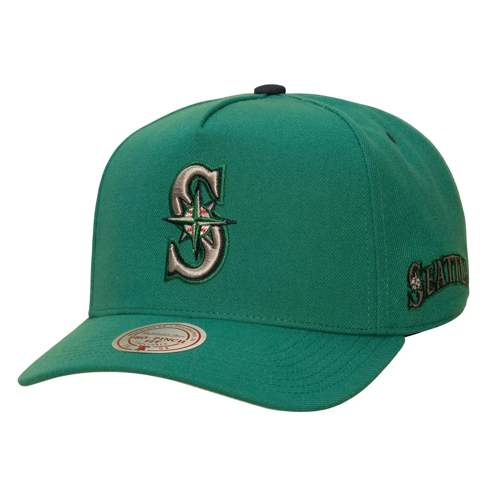 Seattle Mariners Teal Legendary Home Pro Pinch Snapback Hat MLB Throwback Cap Adjustable Fan Gear Mitchell & Ness