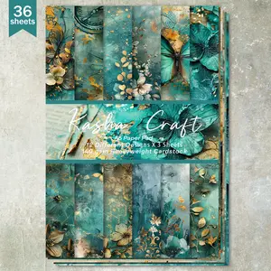 36 Sheets A5 (Dreamy and Beautiful Butterfly Stamp Background) Cut Thin Paper Sheets, Suitable for Bullet Diaries, Junk Magazines, Greeting Cards, Background Photo Albums and Handicrafts