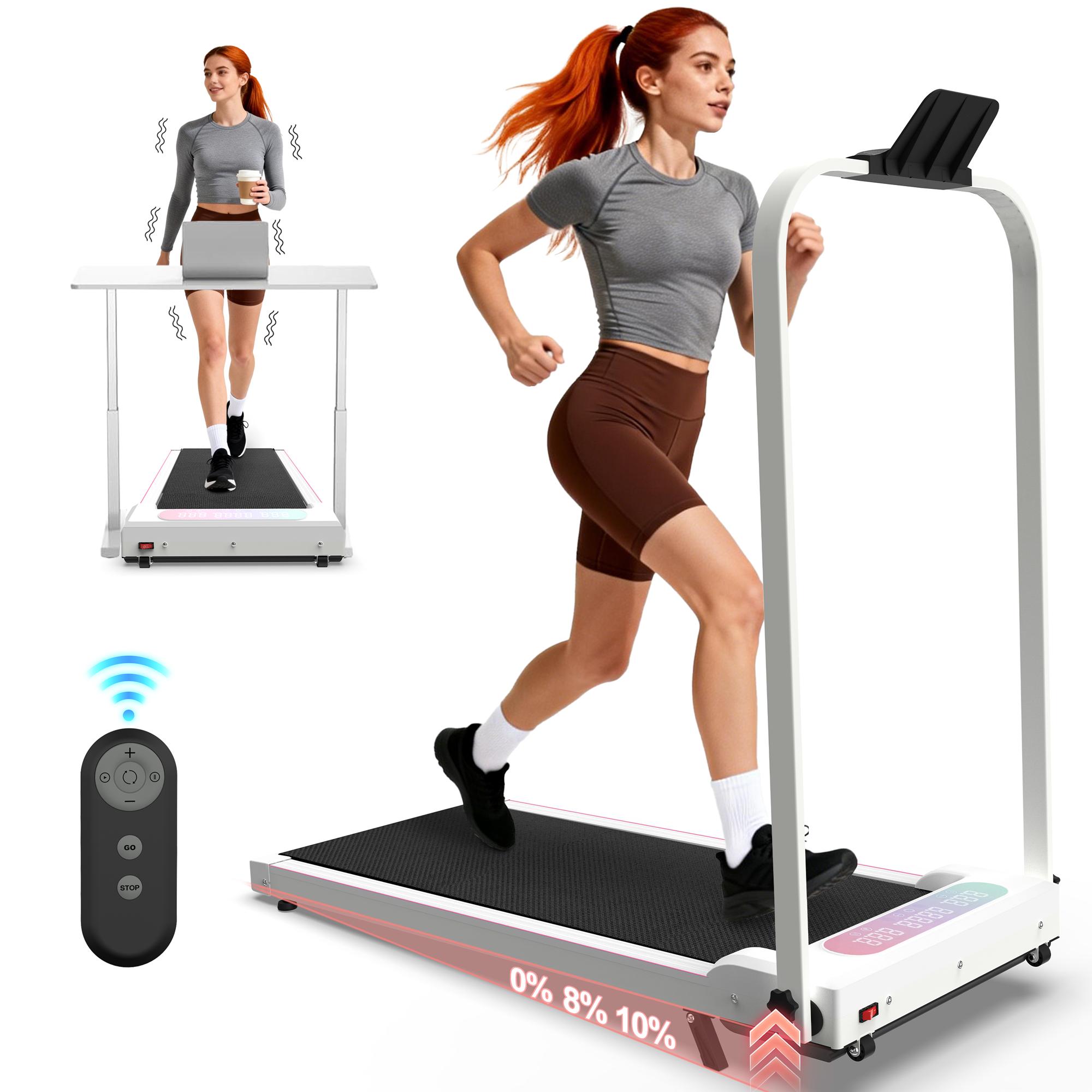 Dufominc 2-in-1 Foldable Incline Treadmill with Handle, Portable Under Desk Walking Pad, Vibration Pad, and Remote Control – Home Workout Gear