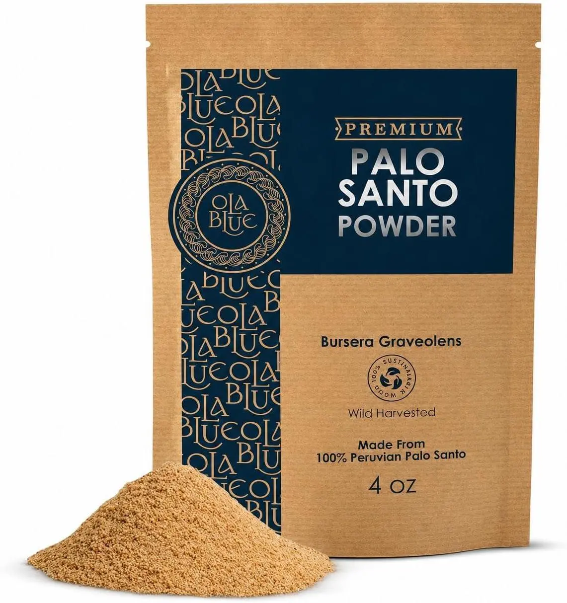 Palo Santo Powder (4oz) Natural and Sustainable from Peru Incense Woody Freshener for Smudging, Energy Cleansing | Organic Aromatic Perfume