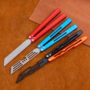 Aluminum Alloy Butterfly, Trainer Flip Tool Set, Hand Crank Skill Toy for Beginners, Portable High Quality Practice BALISONG METAL BUTTERFLY Trainer Knife BLADE Tool Dull
