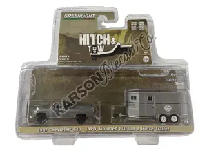 RAW CHASE 1987 Chevrolet C20 - LAPD Search & Rescue Mounted Platoon w/ Horse Trailer (Hitch & Tow Series 31) Diecast 1:64 Scale Model - Greenlight 32310C
