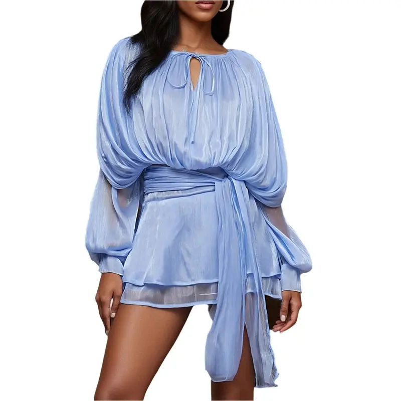 green emerald velvet dress PRETTYGARDEN Womens Long Sleeve Mini Dress Fall Crewneck Ribbed Knit S main image 1