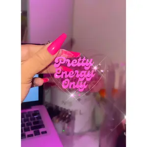 Pretty Energy Only Keychain - Neon Pink Heart-Shaped Acrylic with Silver Hardware - Compact & Stylish - Perfect Gift