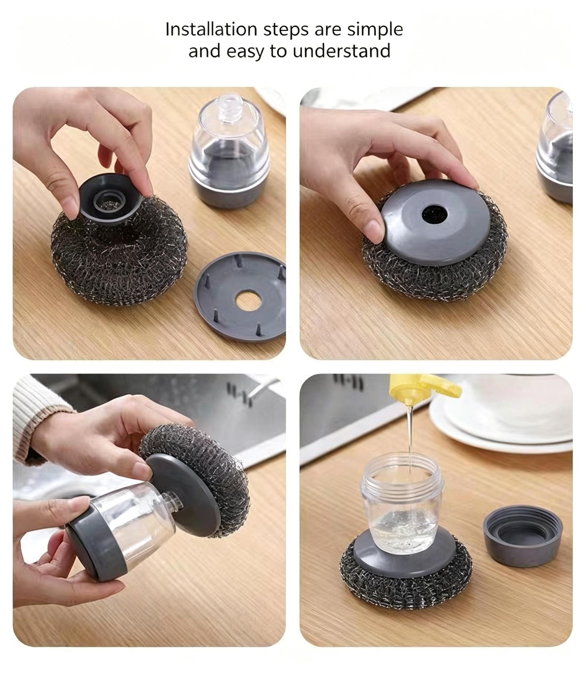 Automatic Liquid Filling Comfort Handle Soap Dispense Palm Brush for Kitchen Sink Pot Bowl Cleaning Ergonomic Non-slip Grip Durable Bristles Multi-Purpose Tool - Sponges Automatic Liquid Filling Comfort Handle Soap Dispense Palm Brush for Kitchen Sink Pot Bowl Cleaning Ergonomic Non-slip Grip Durable Bristles Multi-Purpose Tool - Sponges