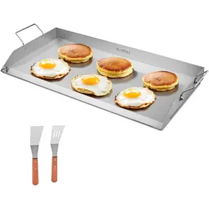 VEVOR Stainless Steel Griddle, 18x16 inch Universal Flat Top Rectangular Plate, Gas Grill Griddle for BBQ Grill, Teppanyaki, Portable Family Cookware with Handle, for Camping Tailgating PartyVEVOR Super Brand Day