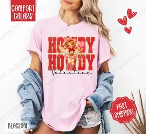 Howdy Valentine Shirt Comfort Colors, Valentine's Day Women's Tee, Cute Women's Tshirt