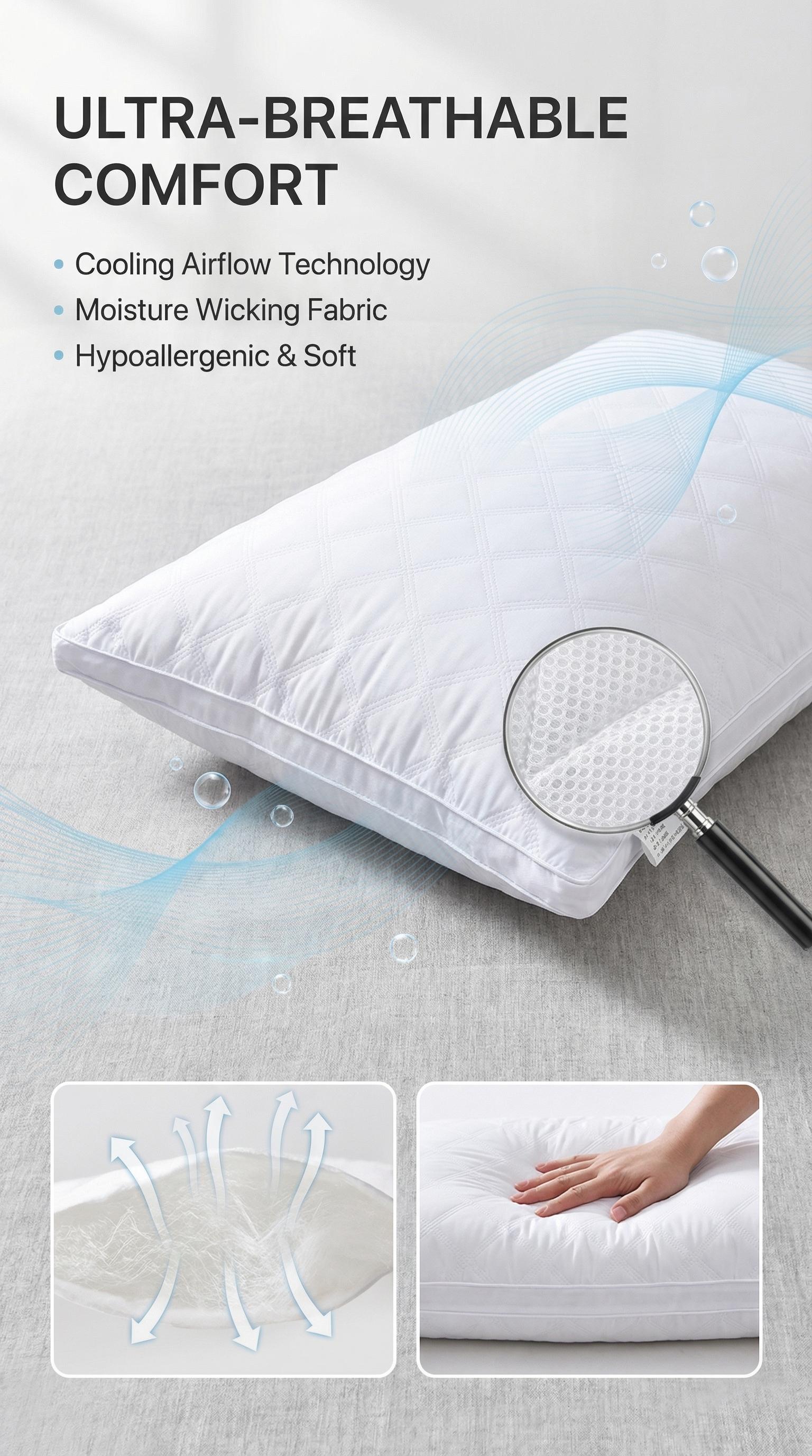 Hotel Luxury at Home - 2 Pack Ultra Soft Bed Pillows, Cloud-Like Comfort for All Sleep Positions