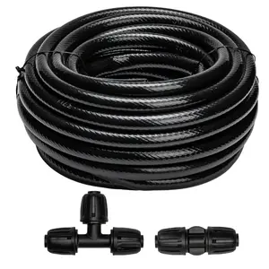40 FT 1/2 inch Drip Irrigation Tubing Main Line Hose Tube for Garden Irrigation System Garden Hose Connectors (Includes 1/2" Straight Connector and 3-Way Connector)