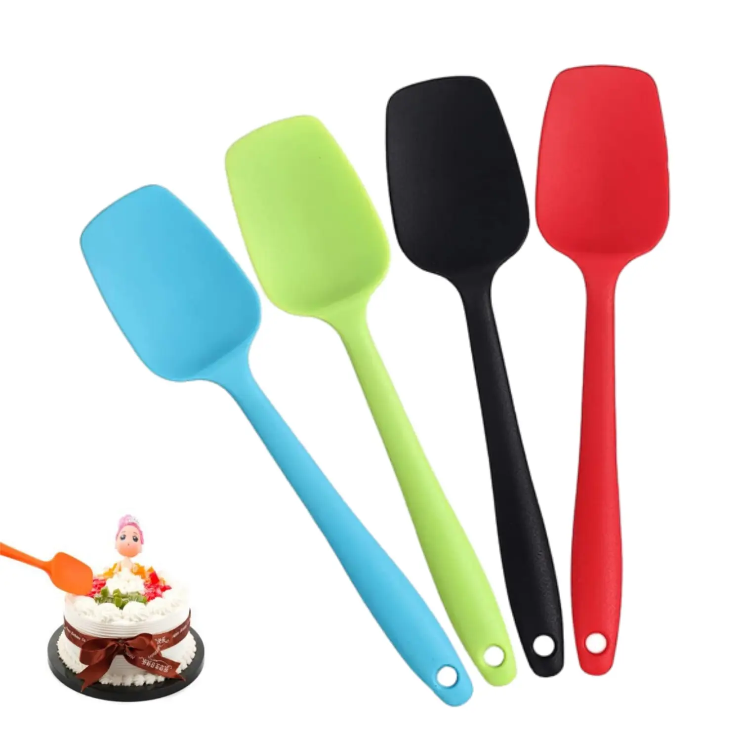 Set of 4 Heat Resistant Spatulas, High Heat Food Safe Semless Kitchen Silicone Spoon Spoonula Scraper Set for Cooking Baking Mixing Scraping Stirring Nonstick Cookware Pan Bowl