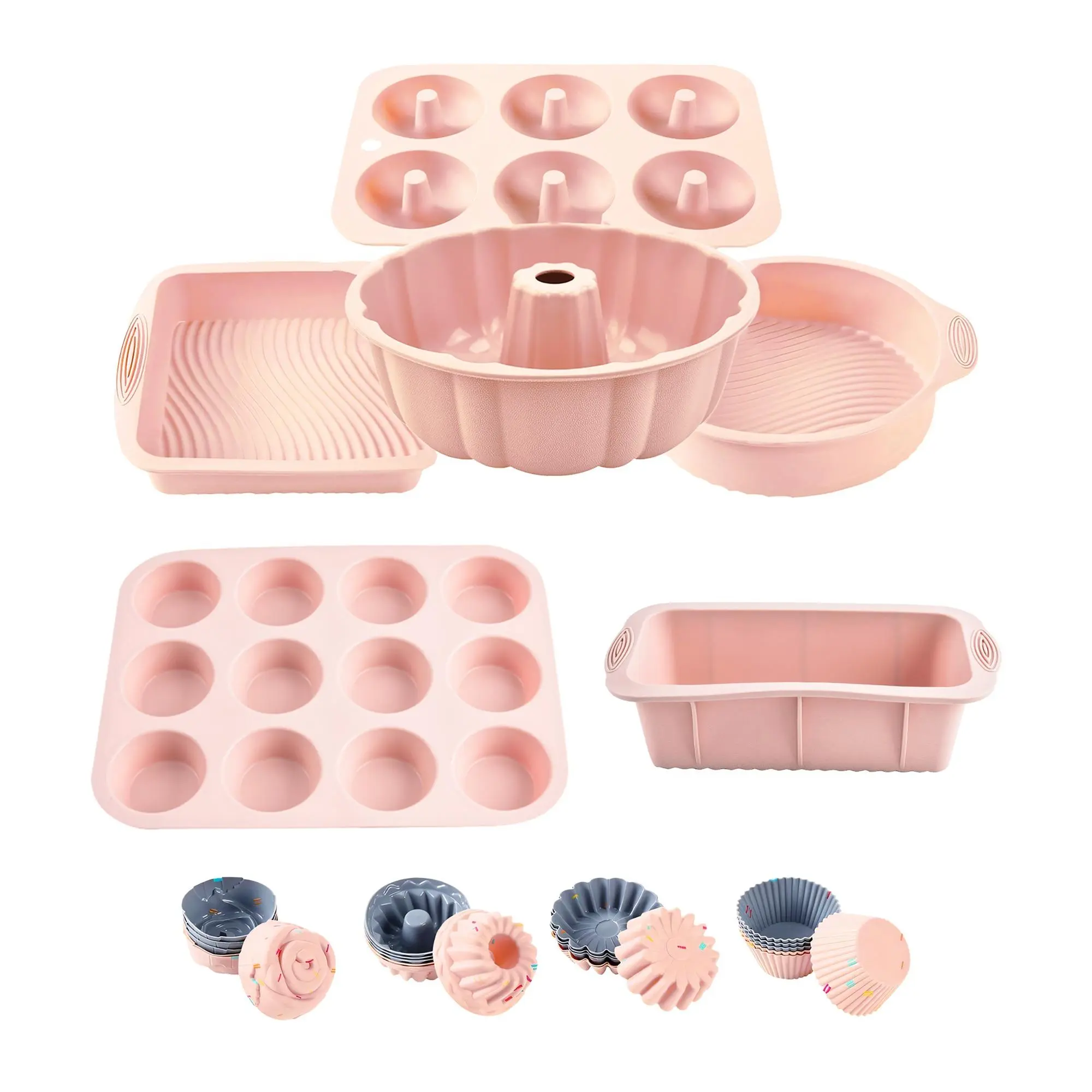 Silicone Home Baking Set, 30pcs/set Modern Non-stick Silicone Baking Pan & Silicone Loaf Molds, Cupcake Mold & Baking Cup Set, Non Toxic High Quality Bakeware, Household Kitchen Supplies, Baking Essentials, Bakeware