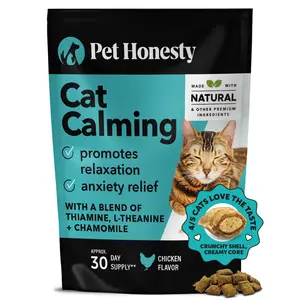 Pet Honesty Dual Texture Calming Treats Supplement for Cats, Anxiety Relief Calming Care with Chamomile, Thiamine & L-Theanine - Chicken