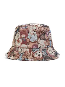 Unisex Plaid Bucket Hat, Asymmetrical Design, Fitted Woven Fabric, Casual Outdoor Sun Protection Cap for Spring & Fall Travel