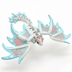 1pc 3D Printed Dragon with Wings Flexible Articulated Dragon Animals Decoration for Home Office Desk Decor Funny Statue Christmas Ornament Stocking Easter Basket Stuffers Birthday Gift Articulating Animal Figurines