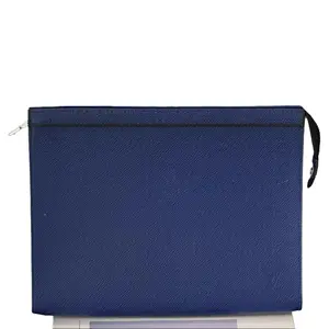 Pre-owned Louis Vuitton LEATHER Toiletry Bags VOYAGE Blue Toiletry Pouch Clutch Silver Hardware