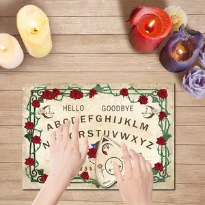 Handmade Wooden Ouija Board with Full View Eye and Gothic Font, Spiritual Communication Tool, Halloween Party Game, Easy Layout
