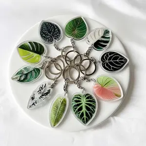 1pc Acrylic Leaf Keychain - Stylish 2D Flat Plant Design with Vibrant Colors, Durable Key Ring for Women'S Bags & Purses, Perfect for Thanksgiving Day Gifts, Cute Keychain