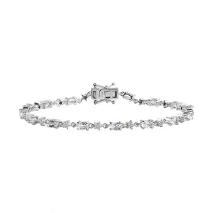 Moissanite  925 Sterling Silver Rhodium Plated Bracelet for Women Jewelry Birthday Christmas Gifts Size 8 Inches Ct 3.36