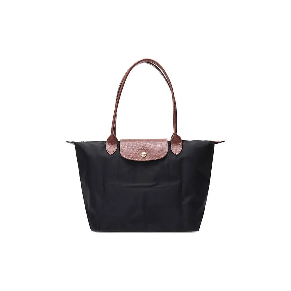 Longchamp Le Pliage 28 Large Tote Bag with Long Handle in Black Fabric for Women Lightweight Tote Bag Casual Shopping Bag