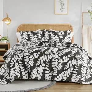 Floral Print Reversible Comforter Set, Breathable Microfiber Comforter Sets, Reversible Floral Comforters, Lightweight All Season Farmhouse Bedding, Matching Shams, Santos