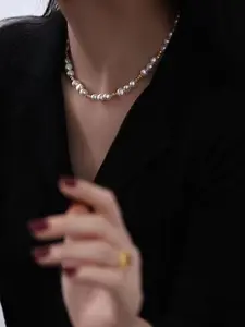 Natural Baroque Pearl Necklace for Women - Handcrafted with 6-7mm White Pearls & Gold Accents - Perfect for Special Occasions & Everyday Style - Pearlnecklace