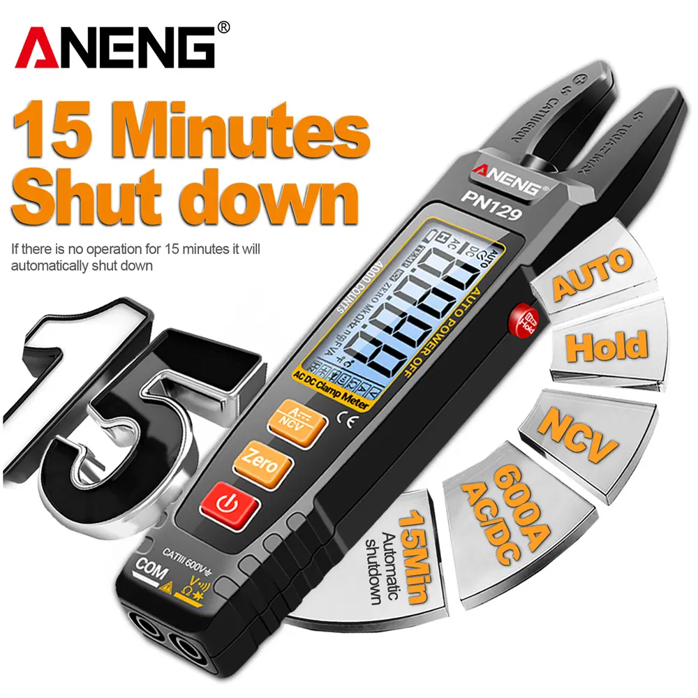 ANENG PN129 Clamp Meter Set, suitable for electricians and mechanics; U-4000 Digital Tester, capable of measuring AC/DC current, resistance and capacitance; clamp meters, circuit testers, automotive circuit testers, voltmeters, multimeters