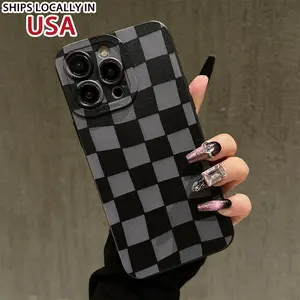 Vintage Checkerboard Pattern Phone Case, Shockproof Phone Protective Cover, Phone Accessory Compatible with iPhone 11 12 13 14 15 Pro Max