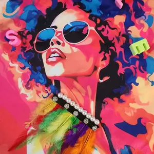 Patch Party Club, Bold, 1-pc, Large, Sew-On Patch, "Exquisite STYLE Diva" 9"x13" Digitally Printed Polyester Patch w/Feathers, Rhinestones, Pearls, Letters Spelling, DIY