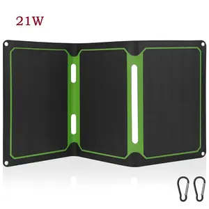 21W Solar ETFE 4-Fold Packable Outdoor Hiking Solar Panel Essential Camping Power Source Emergency Power Supply Mountain Emergency Charger